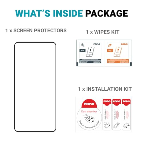 Image of POPIO Military-Grade Gorilla Tempered Glass for Google Pixel 9 /9 Pro (Black) with Edge to Edge Coverage and Easy Installation kit