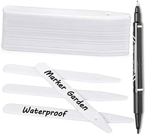 Whaline 200Pcs Thick Plastic Plant Labels with Hole White Waterproof Garden Stake Tag Signs for Greenhouse Garden Seedlings Flowers Spotted Plants ...