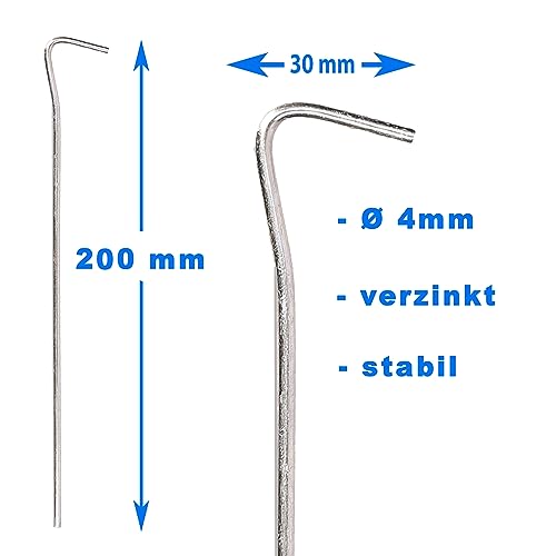Maurerschnur Set bestehend aus Maurerschnur (Richtschnur 50m x 1,7mm) Maurerschnurspanner (Schnurspanner) mobile Schnurwasserwage und Erdnägel (Hering)