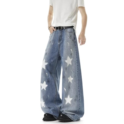 Baggy Jeans for Men Women Y2K Star Graffiti Design Wide Leg Grunge Denim Pants Casual Fashion Harajuku Streetwear2