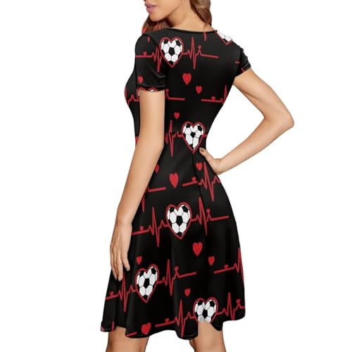 Image of AFPANQZ Womens Casual Summer Lightweight Vintage Dress Short Sleeve Midi Dress Knee-Long Luxury Formal Dress