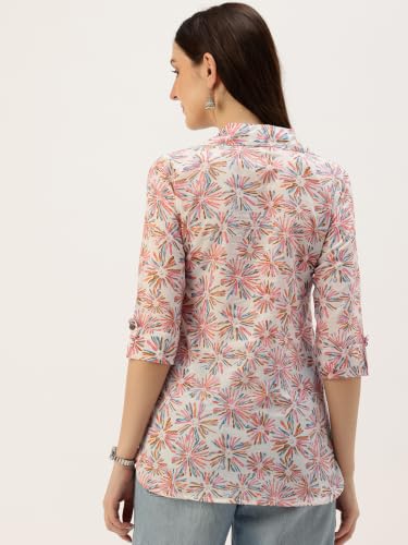 Image of feranoid Classic Collared Cotton Shirt with 3 /4 Sleeve for a Timeless Casual Look