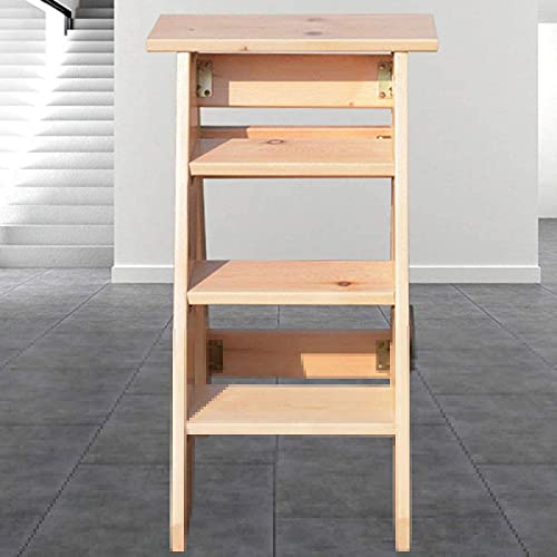 Échelle escabeau polyvalent 4 marches en bois à structure légère et stable