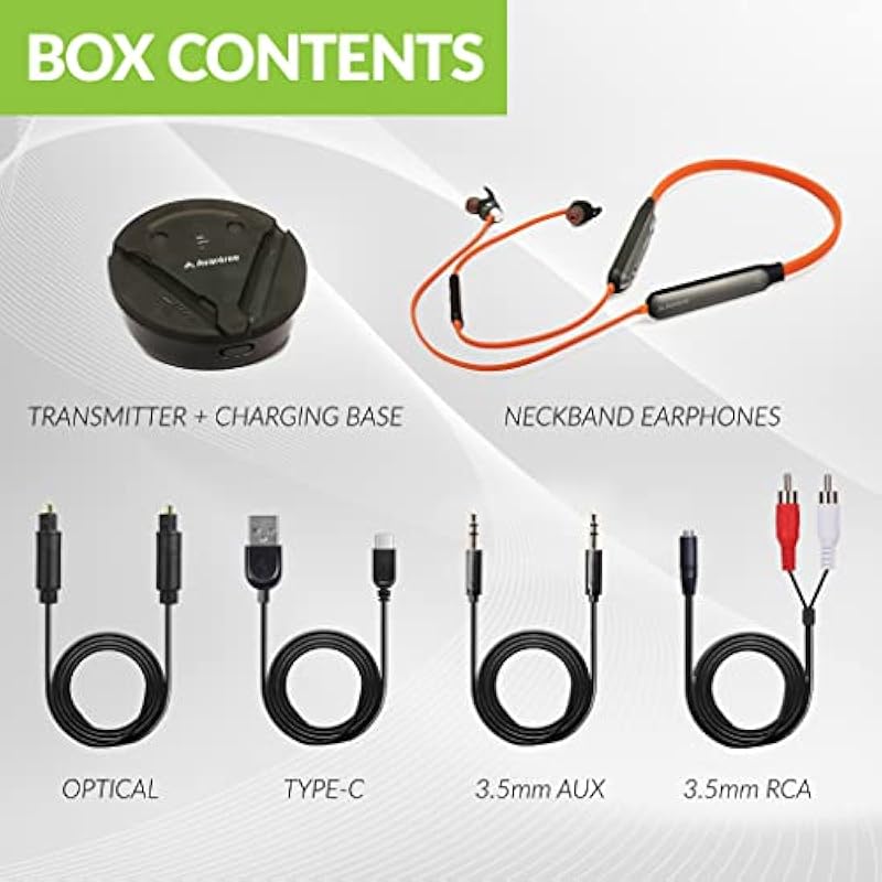 Avantree Medley Clear - Wireless Earbuds for TV Listening & Watching with Transmitter & Charging Dock, Clear Dialogue, Enhanced Volume, Soundbar Passthrough, 20H Bluetooth Neckband Headphones 상세이미지 6