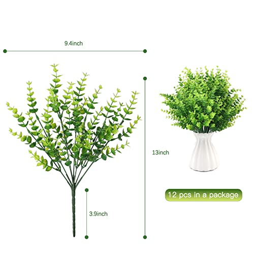 12 Bundles Artificial Plants Outdoor,Fake Boxwood Shrubs Uv Resistant,Faux Plastic Greenery For Home Wedding Courtyard Indoor And Outside Garden Porch Patio Window Box Farmhouse Decoration #TOP2