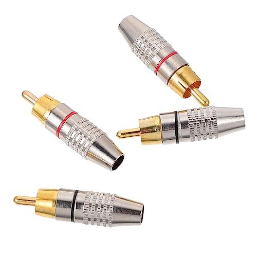 CHICAMPERA 4pcs Male Audio Plug Connector Adapter 270° Angle for Speaker and Av Cable Repair, Compatible Hi- and Audio Equipment, Ring Markers