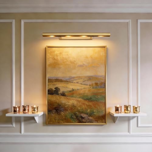 Image of 30 inch Hardwired Picture Light for Wall, Brass Picture Light 4-Light Art Light,Dimmable Gold Gallery Light Art Deco for Stairwells & Hallways, Museum, Library,Living Room,Bedroom,