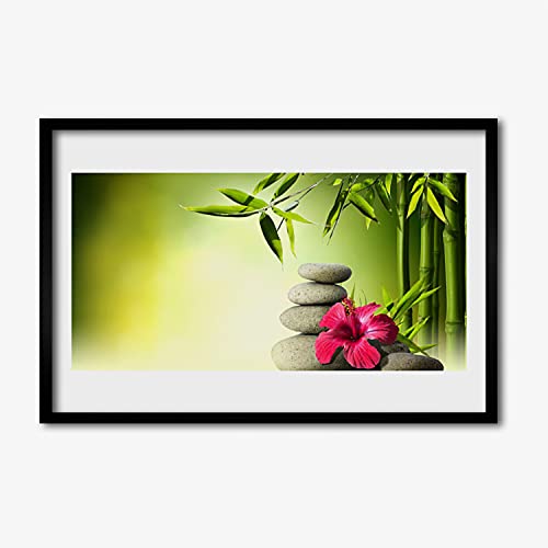 Photo cadre en MDF mural fleurs de bambou zen tableau décoration salon chambre affiche avec cadre