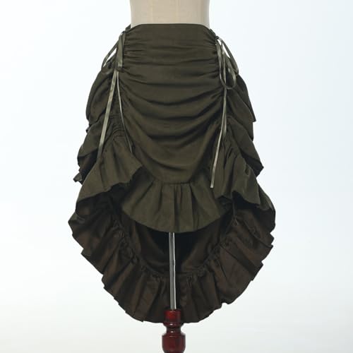 GRACEART Women's Steampunk Skirt Adjustable Ruffle Gothic Vintage Skirt, Suede Blend (Amy Green), XXL - Image 2