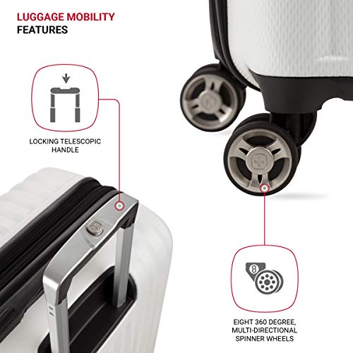 Swissgear 7272 Energie Expandable Hard-Sided Luggage With Spinner Wheels & Tsa Lock, White, 27” #TOP1