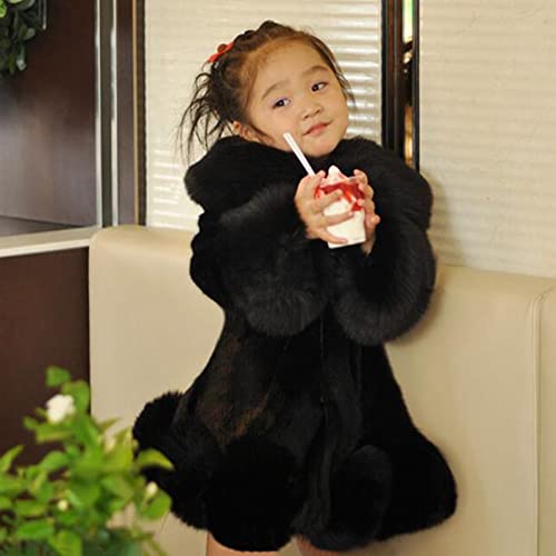 Toddler Girls Winter Fleece Coat Kids Warm Faux 𝚏𝚞r Jacket Long Sleeve Cardigan Coat (Black, 5-6 Years)3