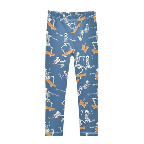 ZZKKO Girls Leggings Skateboarding Skeletons Toddler Girls Clothes Leggings for Girls Toddler Girls Leggings 3-4T