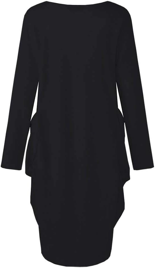 Women's Faith Oversize Baggy Long Sleeve T Shirt Causal Loose Midi Dresses with Pockets - Image 2