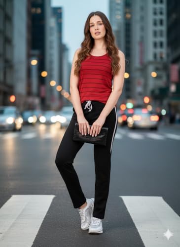 Image of DIAZ Women's Tank Top and Lower Set for Women | Stylish Cotton Co-Ord Set | Sleeveless Top & Jogger Lower for Women |Comfortable Stretchable Fabric 2-Piece Combo Set|women co ord set