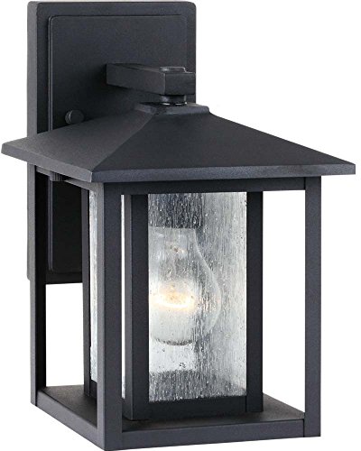 Image of Generation Lighting 88025-12 Hunnington One - Light Outdoor Wall Lantern Outside Fixture, Black, 1-Light, cETL Listed, Safety Rated for Wet Locations, Aluminum Construction