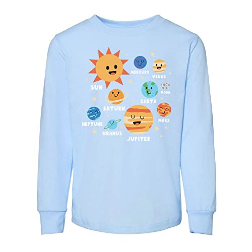 Cute Planet List Toddler Kids Long Sleeve T-Shirt 4T Light Blue
