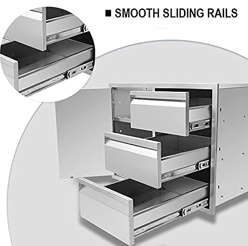 Karpevta Outdoor Kitchen Drawer Combo 28''W x 22''H x 19.5''D, Multi-Layer Design Access Door &Triple Drawers Combo Stainless Steel with Partition Perfect for Outdoor Kitchen BBQ Island
