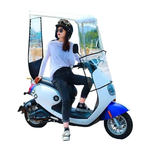 xixining バイク 屋根 電動バイクキャノピー オートバイキャノピー スクーター 後付け レインカバー 傘カバー 雨除け 日よけ 透明 寒さ対策 風防 雨が染み込む対策 ウインドスクリーン オートバイ スクーター 自転車 サンシェードカバー (ホワイ