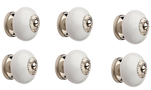 Image of Ceramic Nickel Plated Cabinet /Drawers /Doors Knob (White) (6)
