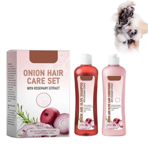 Luthasolic Champú Anti Caída Humedad Romero Cebolla Set, Biotina Y Romero Champú Y Tratamiento Set, Adecuado Para Todo Tipo De Cabello