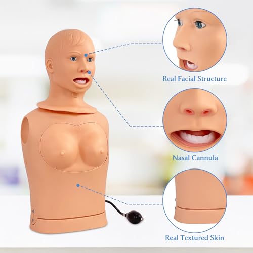 Image of JNMFTD Nasogastric Intubation Tube Manikin, Gastric Trachea Care Mannequin Lavage Tracheostomy Manikin Advanced Nursing Model with Product Manual Card for Medical Nursing Training Teaching Education
