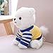 siqiwl Peluches Adorable Chien en Peluche Jouet Pur Blanc Rayé Bleu T-Shirt Habillé Poméranien Chien en Peluche Animaux Animaux De Compagnie Jouet 25 Cm Petits Enfants Cadeau
