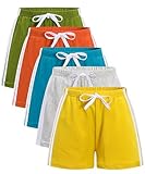 GFQLONG Toddler Boys Girls 5 Pack Cotton Running Athletic Shorts,Kids Summer Casual Fashion Soccer Shorts, Orange+Green+Grey+Blue+Yellow, 4-5T