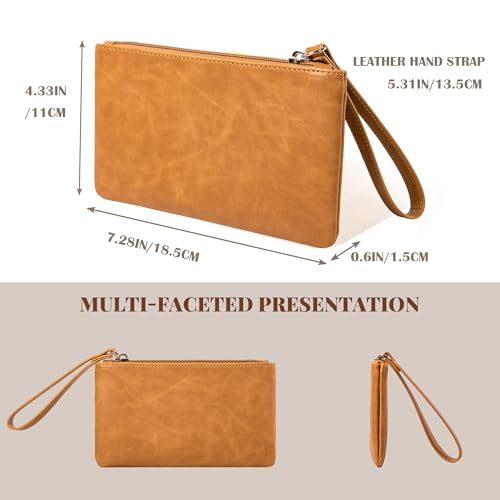 Image of Calfinder Pencil Pouch,Small Pen Pouch with Zipper,Handmade leather Pouch,Water Resistant,Leather Pouch for Makeup, Change, Coins, Perfect for Work /Office