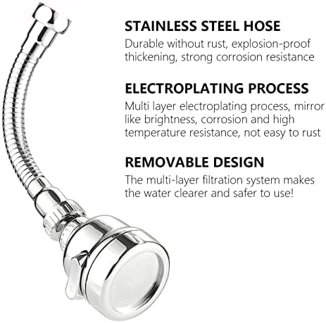 3Pcs Kitchen Tap Spray Head, 360°Rotatable Aerator Tap Adapter Accessories 3 Mode Faucet Sprayer Attachment Tap