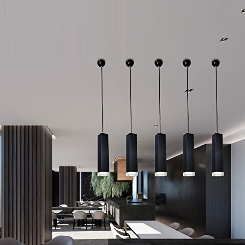 Luz de suspensión rectangular negra de diseño simple para renovar techos altos con lámpara larga 3