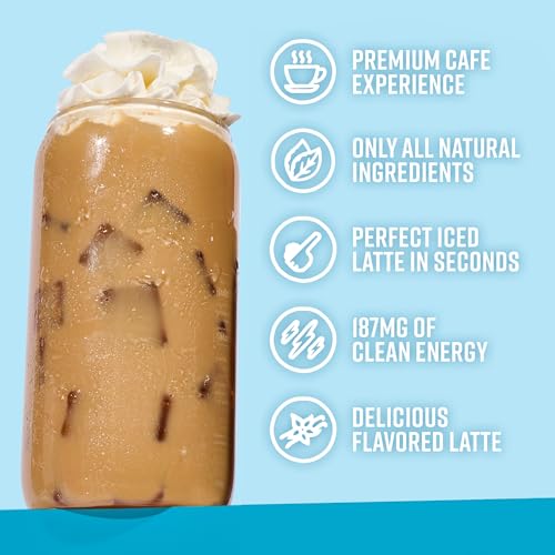 Premium All-Natural Vanilla Flavored Instant Coffee Cold Brew Latte Mix - 8 Servings - High Caffeine, Rich & Flavorful, Gluten-Free, Convenient | MADRINAS