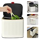 Kitchen Compost Bin Trash Can with Lid, Detachable Stainless Steel Small Trash Can Compost Bin Count