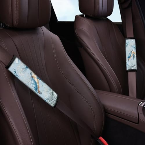 Image of AFPANQZ Seat Belt Cover Pads Kit 2 Packs Comfortable Driving Shoulder Protectors Sea Turtle Print Car Safety Seatbelt Pads Soft Comfort Cushion Car Seats Accessories Backpack Strap Pad