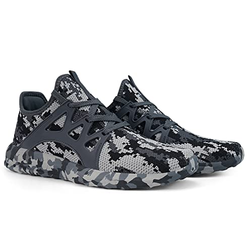 Marsvovo Mens Running Shoes Non Slip Walking Workout Tennis Mesh Fashion Sneakers Athletic Gym Jogging Sports Casual Kitchen Restaurant Shoes Camouflage Grey Size 9.5 Us #TOP4