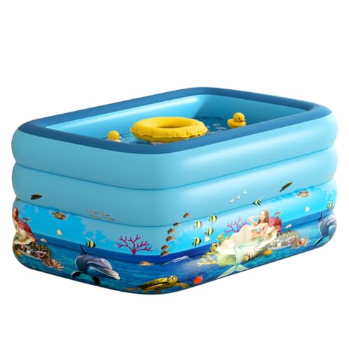 Image of Inflatable Pool for Kids and Adults, Oversized Thickened Family Blow Up Pools, Rectangular Inflatable Swimming Pool for Backyard, Outdoor, Garden, Summer Water Party (47X35X30IN 4-Floor)