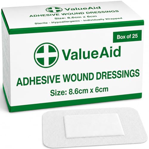 Value Aid Adhesive Wound Dressings - 8.6cm x 6cm - Box of 25