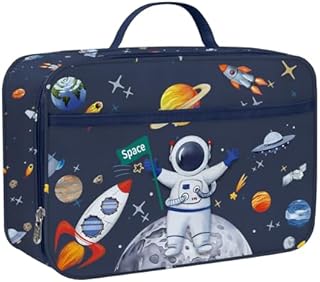 Clastye Insulated Lunch Bag for Kids | Large Portable Lunch Cooler Bag for Boys, Outdoor Picnic, Back to School, Lightweight Lunch Box with Water-Resistant Lining | Blue Space Astronaut