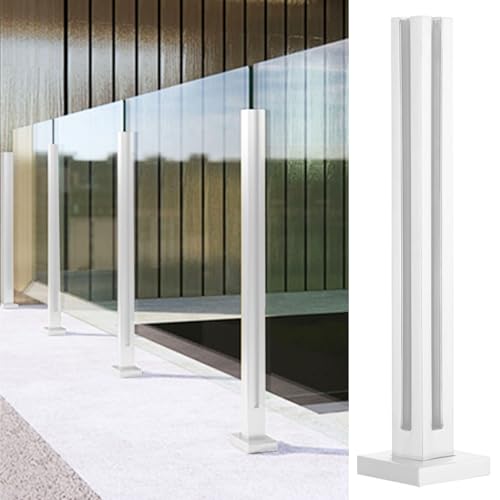Glass Railing Post White Clamp Columns with Slots for Spigot & BaseIndoor/Outdoor Support Pillars for Glass Balustrade System