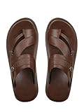Verdusa Men's Ring Toe Flat Sandals Braided Slip on Vacation Leather Slippers Coffee Brown 9.5