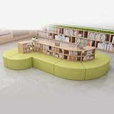 KIBONCY Sofagarnitur, Ottomane, PU-Leder-Freizeitsofa, Massivholzrahmen, gepolsterte Wartezimmerbank mit Rückenlehne for Einkaufszentrum, Büro, Schule(D)