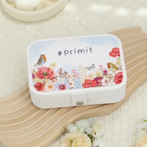 Image of PRIMIT Personalized Jewelry Box for Women & Girls - Travel Jewelry Organizer with Custom Name & Floral Design, Bridesmaid, Wedding, Anniversary (RedRose)