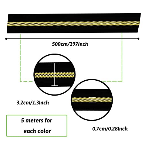 DOITEM #5 Silver Gold Black Metallic Nylon Coil Zippers by The Yard Bulk 16 Yards with 30pcs Sliders for DIY Sewing Tailor Craft Bags (Silver Gold Black) - Image 3