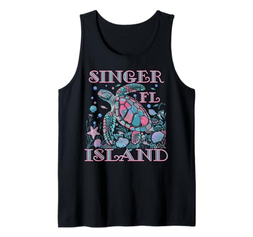 Singer Island FL Tortue Lover Coloré Beach SOUVENIR Débardeur