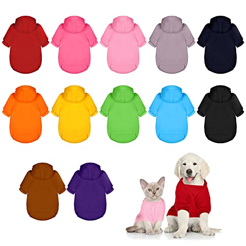 12 Pieces Winter Dog Hoodie Warm Sweatshirts With Pockets And Hat Soft Dog Costume Dog Sweaters For Small Pet Puppy Cats (X-Large) #TOP30