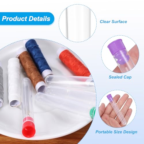 Image of PATIKIL 3 inch Length Plastic Sewing Needle Storage Holder, 6 Pcs Portable Matte Embroidery Needle Pin Toothpick Storage Tubes Case for Craft Knitting, Purple
