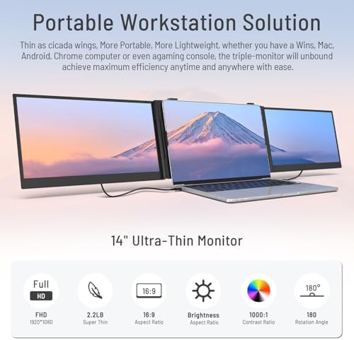 A person's hands adjusting the flexible angle of the ultra-slim portable monitors.
