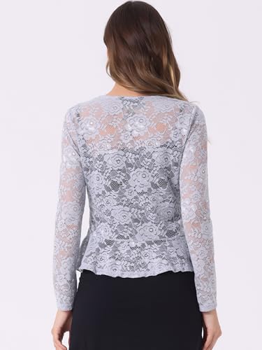 Image of Allegra K Bolero Shrug for Women's Lace Cardigan Tie Front Crop Ruffled Formal Dressy Wedding Shrugs