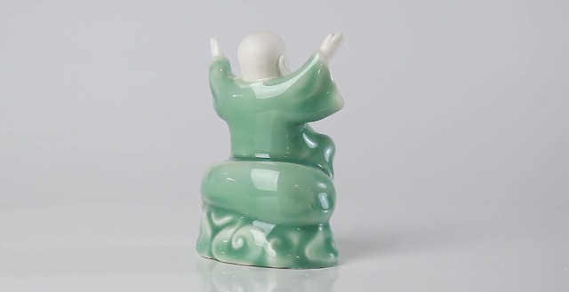 Estatua pequeña de Buda sonriente verde para buena suerte miniatura 7