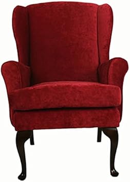 Cavendish Furniture Sillón ortopédico en color rubí, acabado DarkOakwood, 19 x 21 pulgadas, respaldo ergonómico para sillón alto, respaldo de postura, sillón tapizado