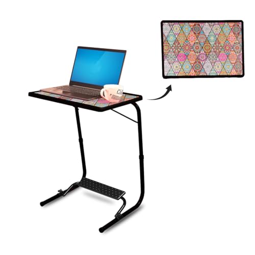 Multipurpose Height Adjustable Laptop Table Mat Finish, Lapdesk with Footrest Work from Home & Study Desk Picnic Outdoor Tv Tray (Tm Footrest- Mandala